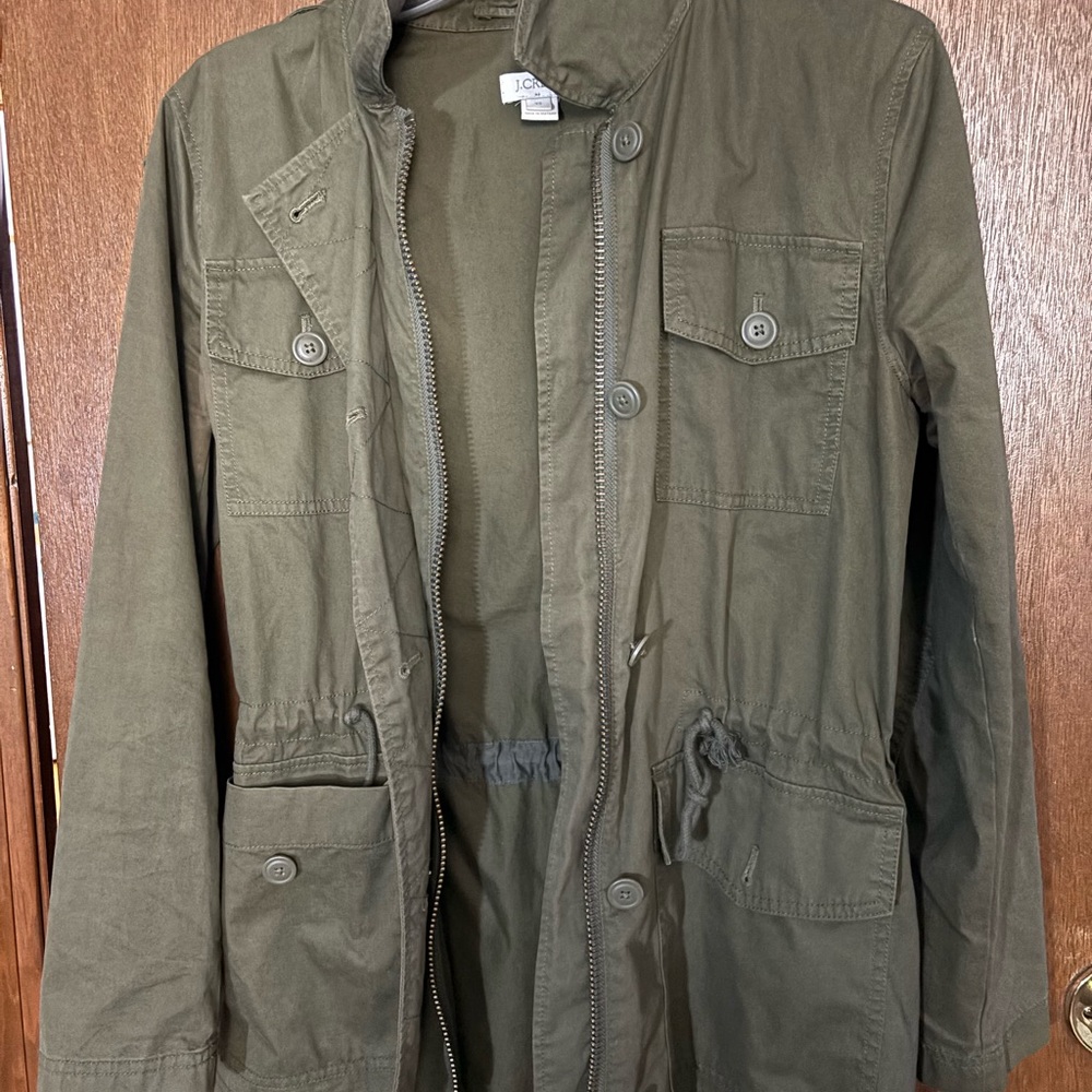 J. Crew Green Military Field Jacket with Adjustable Waist